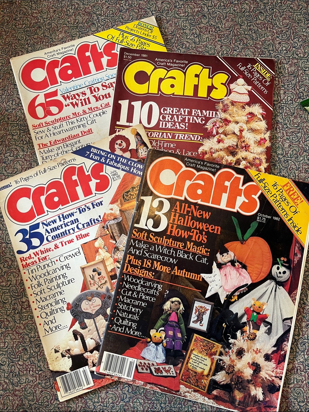 Vintage Lot of 4 “Crafts” Magazines (1981-82) Patterns Included